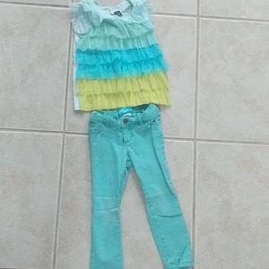 Girls 3t aqua set jeans and tank